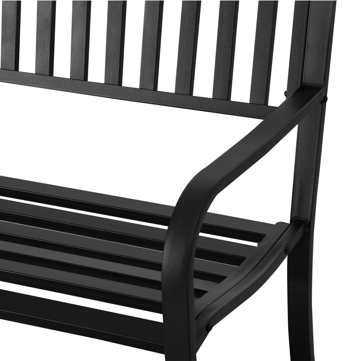 Outsunny 50" Outdoor Garden Bench, Patio Bench with Slatted Seat, Metal Porch Bench for Backyard, Poolside, Lawn, Black Outsunny