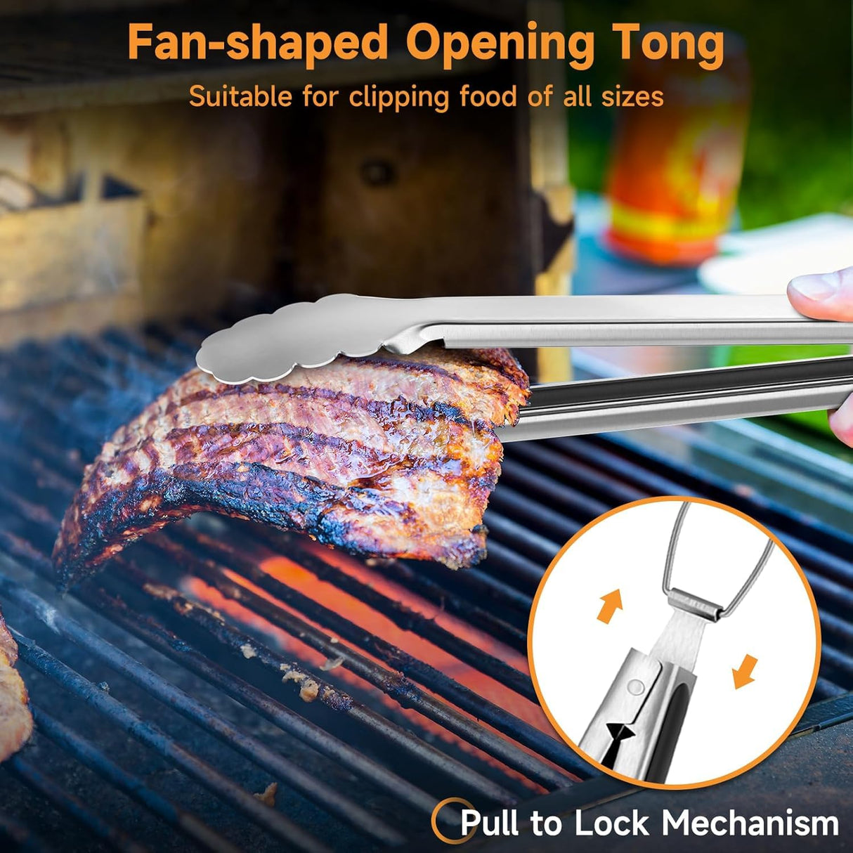 SHINESTAR Heavy Duty Grill Tools Set, Stainless Steel Grilling Accessories with Spatula, Tongs, Fork and Basting Brush, 4PCS, Ideal Grilling Gifts for Man SHINESTAR