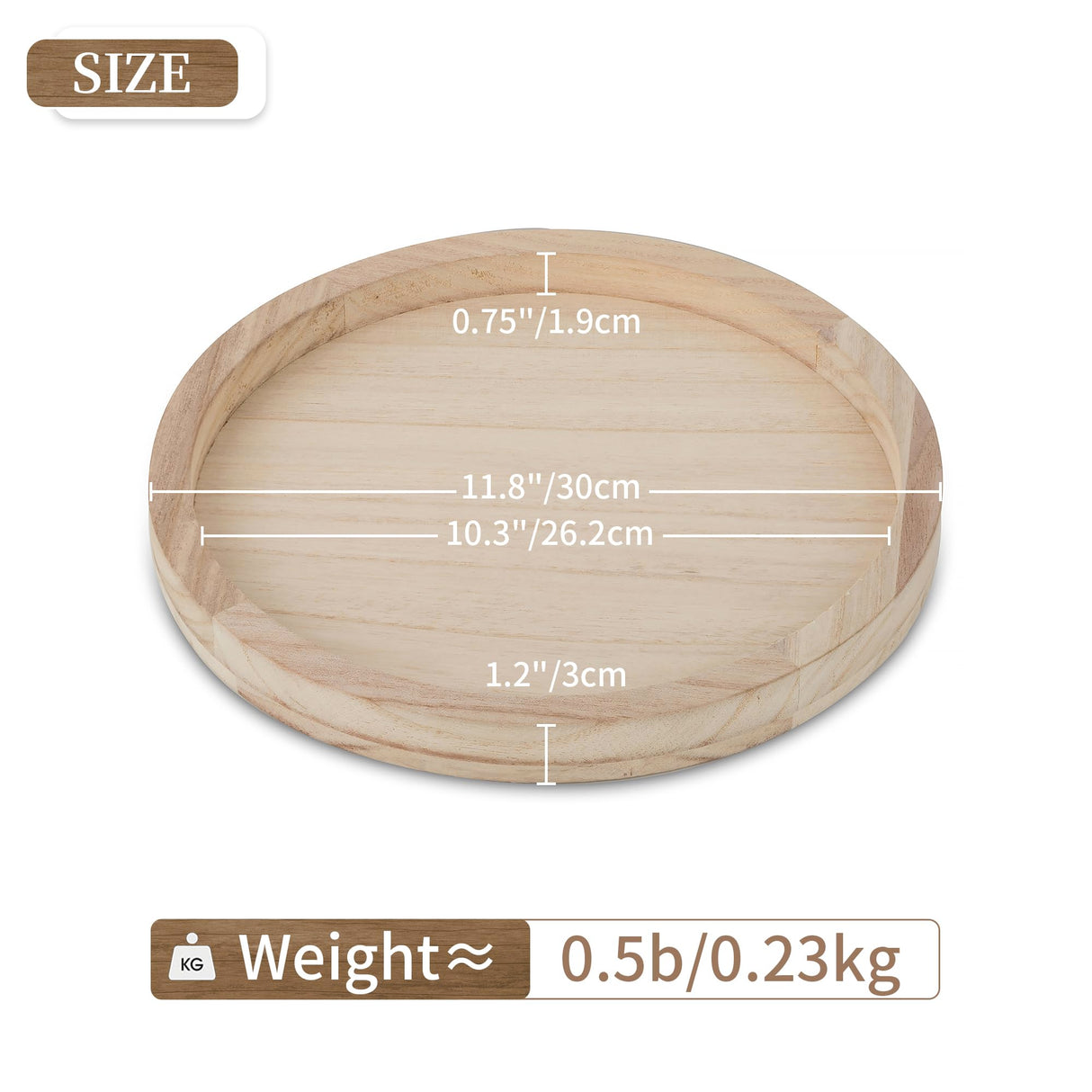 Hanobe Round Wood Candle Tray: Rustic Wooden Candle Holder Natural Pillar Stand Farmhouse Tea Light Plate Base for Living Room Coffee Table Centerpiece for Kitchen Counter Bathroom Home Decor,11.8" Hanobe