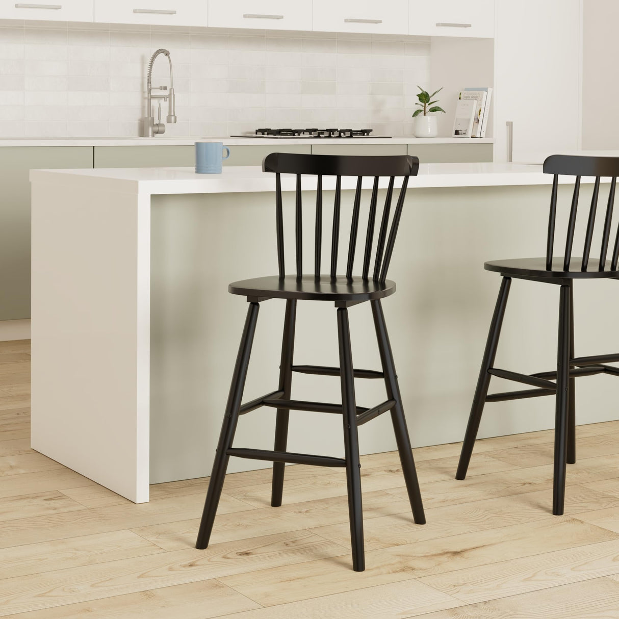 Safavieh Home Collection Galena Spindle Back Black Bar 30-inch Stool (Set of 2) SAFAVIEH