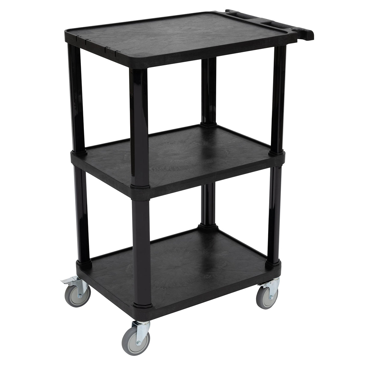 Pearington 3-Tier Compact Multi-Purpose Plastic Utility Cart with Lockable Wheels up to 300LBS, Black Pearington