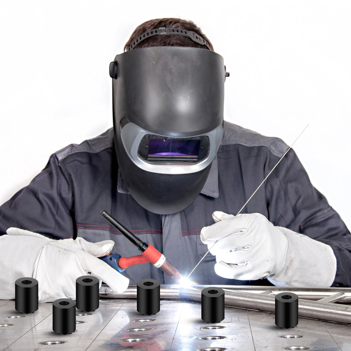 Hicarer 10 Pcs 5/8" x 1" x 1.5" Welding Table Fixture Pins Welding Table Clamps Stop Alignment Square Quick Setup Welding Table Accessories Hicarer