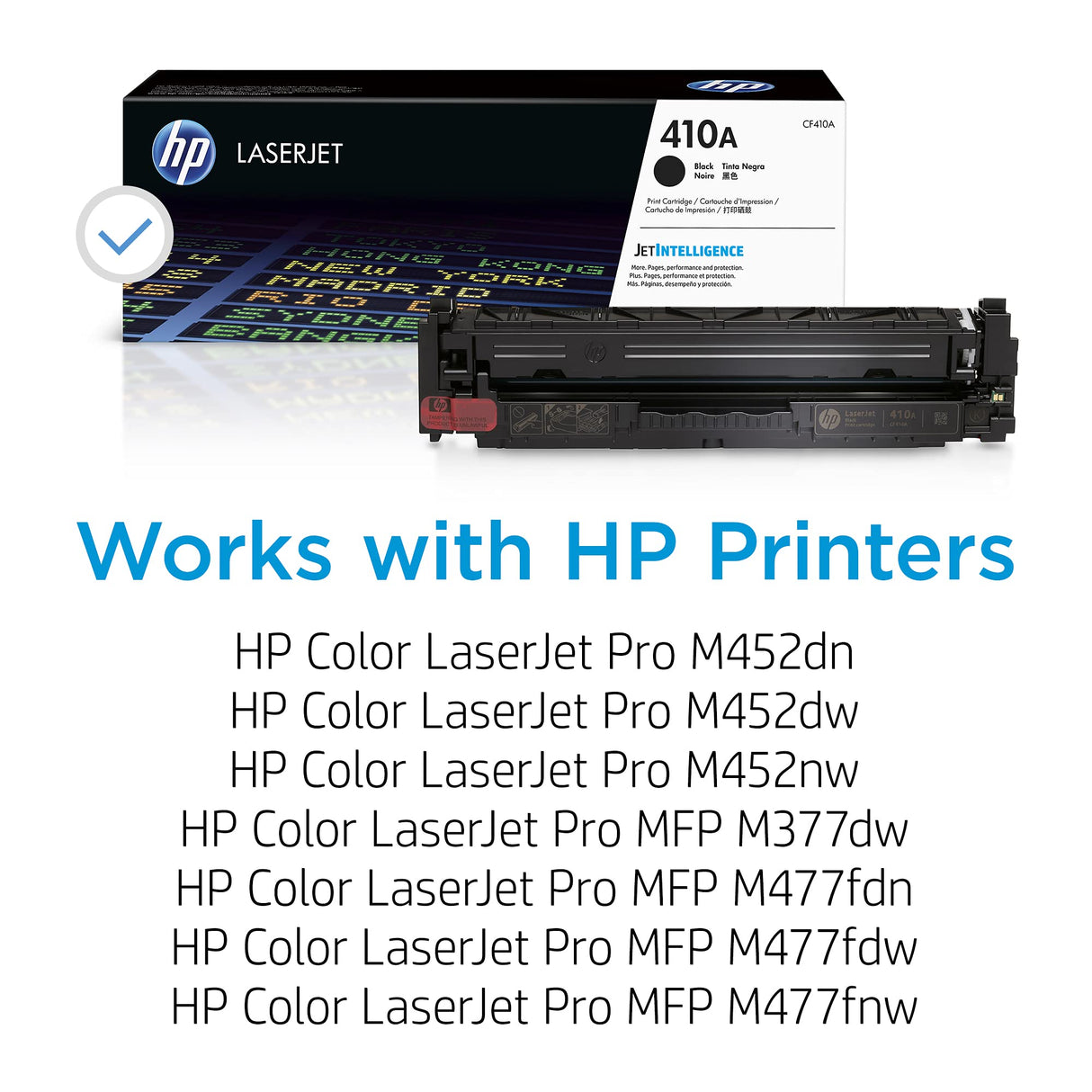 HP 410A Black Toner Cartridge | Works with HP Color LaserJet Pro M452 Series, HP Color LaserJet Pro MFP M377, M477 Series | CF410A HP