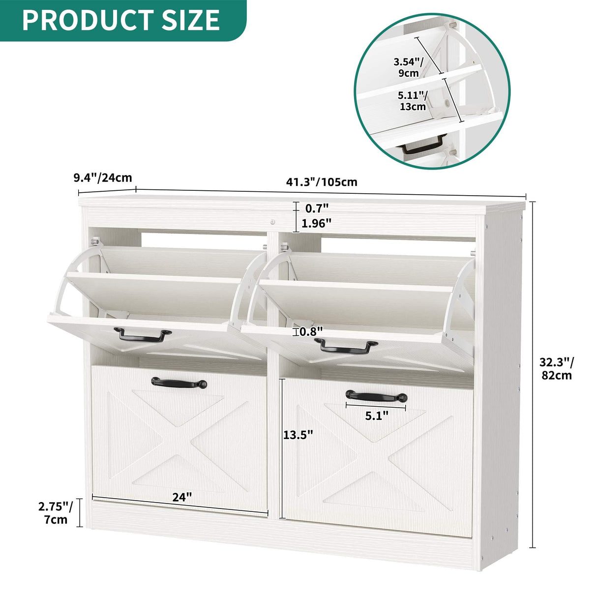 YITAHOME Shoe Cabinet with 4 Flip Drawers, Freestanding Shoe Rack, Shoe Organizer, Narrow Shoe Cabinet for EntryWay Hallway Living Room, White YITAHOME