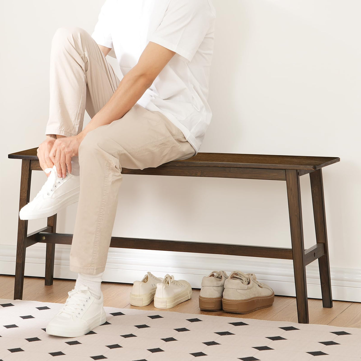 HOOBRO 39.3'' Bamboo Dining Bench, Farmhouse Wood Bench, Kitchen & Living Room Furniture, Easy to Assemble, Sturdy and Stable, Mocha MA03CD01G2 HOOBRO