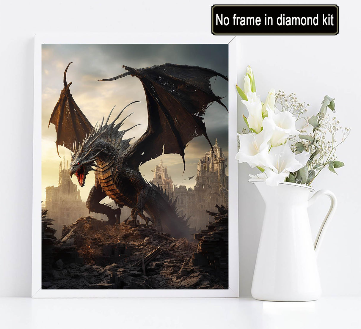 Diymood Paint by Numbers for Adults Dragon, DIY Oil Painting Mythological Acrylic Paint by Number Kits for Adults Beginner for Home Wall Decor 16x20 inch Diymood