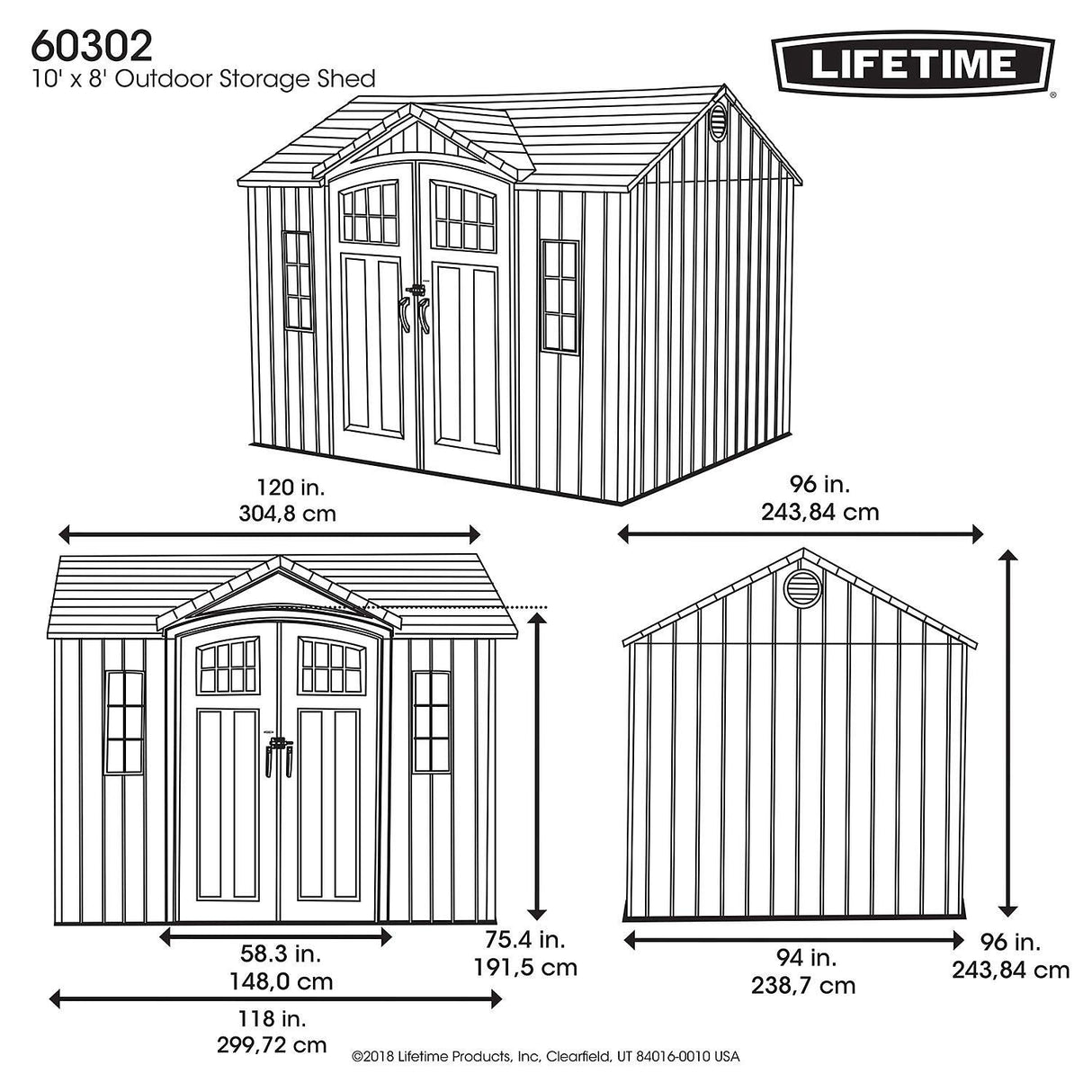Lifetime 10' x 8' Rough Cut Outdoor Storage Shed Lifetime
