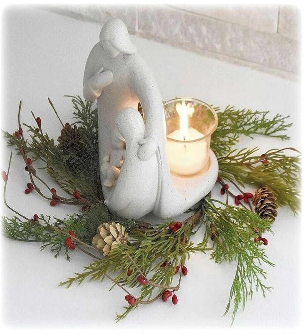 Loving Memories Small Wreath Mini Wreath Realistic Cedar with Pine Cones 12 Inch Indoor Candle Ring Loving Memories