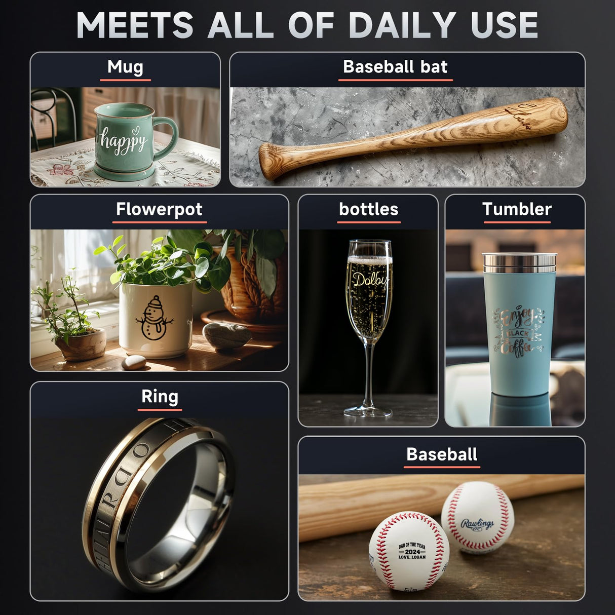 YOOPAI D1 4-in-1 Laser Rotary Roller, Suitable for Most Frame-Type Laser Engraving Machines, with 2 Types of Claws and Pins, Used to Engrave Cylindrical, Spherical, Ring-Shaped Objects YOOPAI