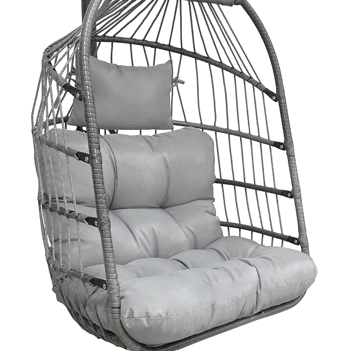 Enipate Outdoor Hanging Egg Chair Cushion, Water-Resistant Tufted Swing Basket Chairs Cushion Pads with Headrest Pillow Enipate