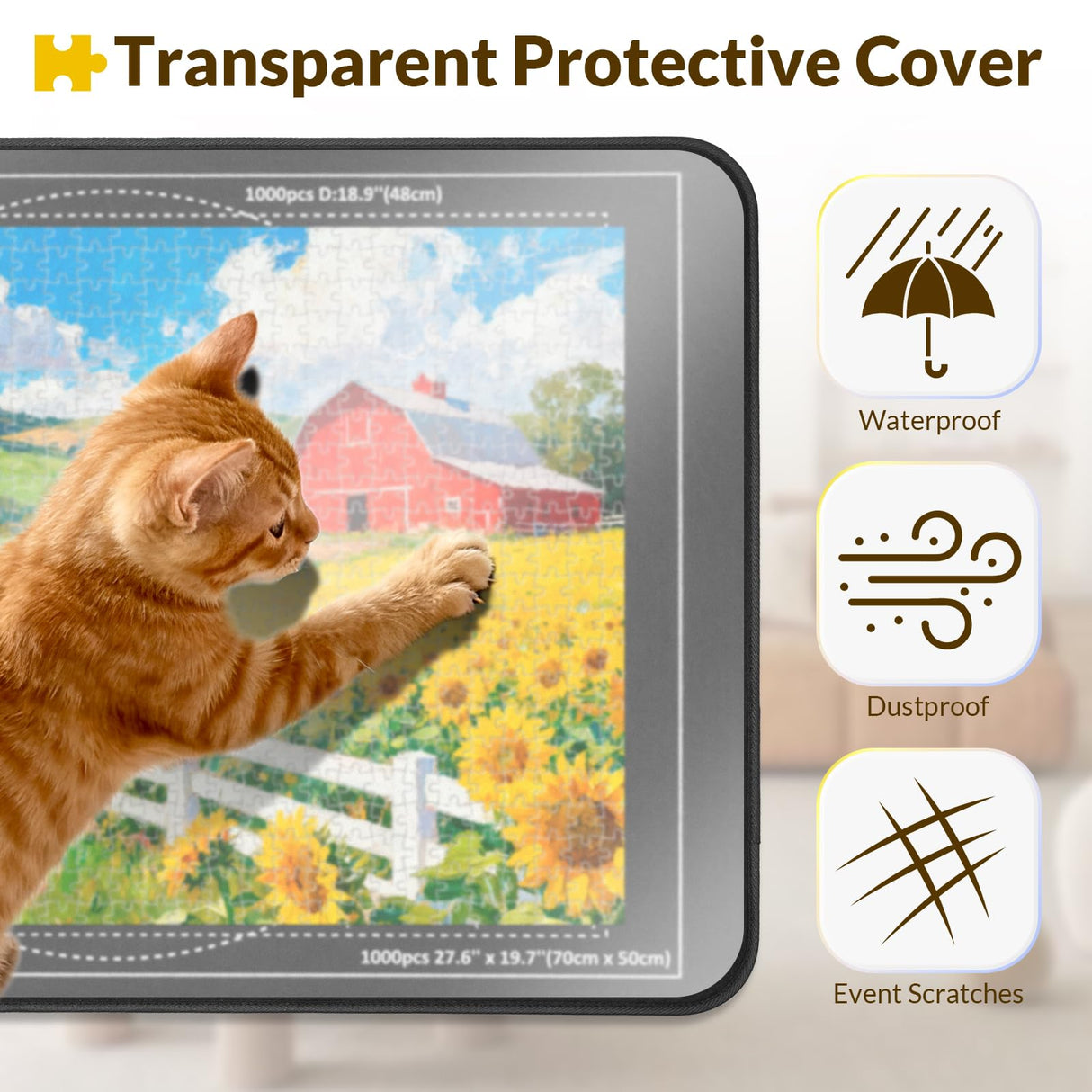 LOTMOFUN Puzzle Board for 1000 Pieces with Angle Adjustable Stand, Patented Lightweight Felt Jigsaw Puzzle Board with 6 Sorting Trays & Cover, Jigsaw Puzzle Table with Storage & Non-Slip Surface