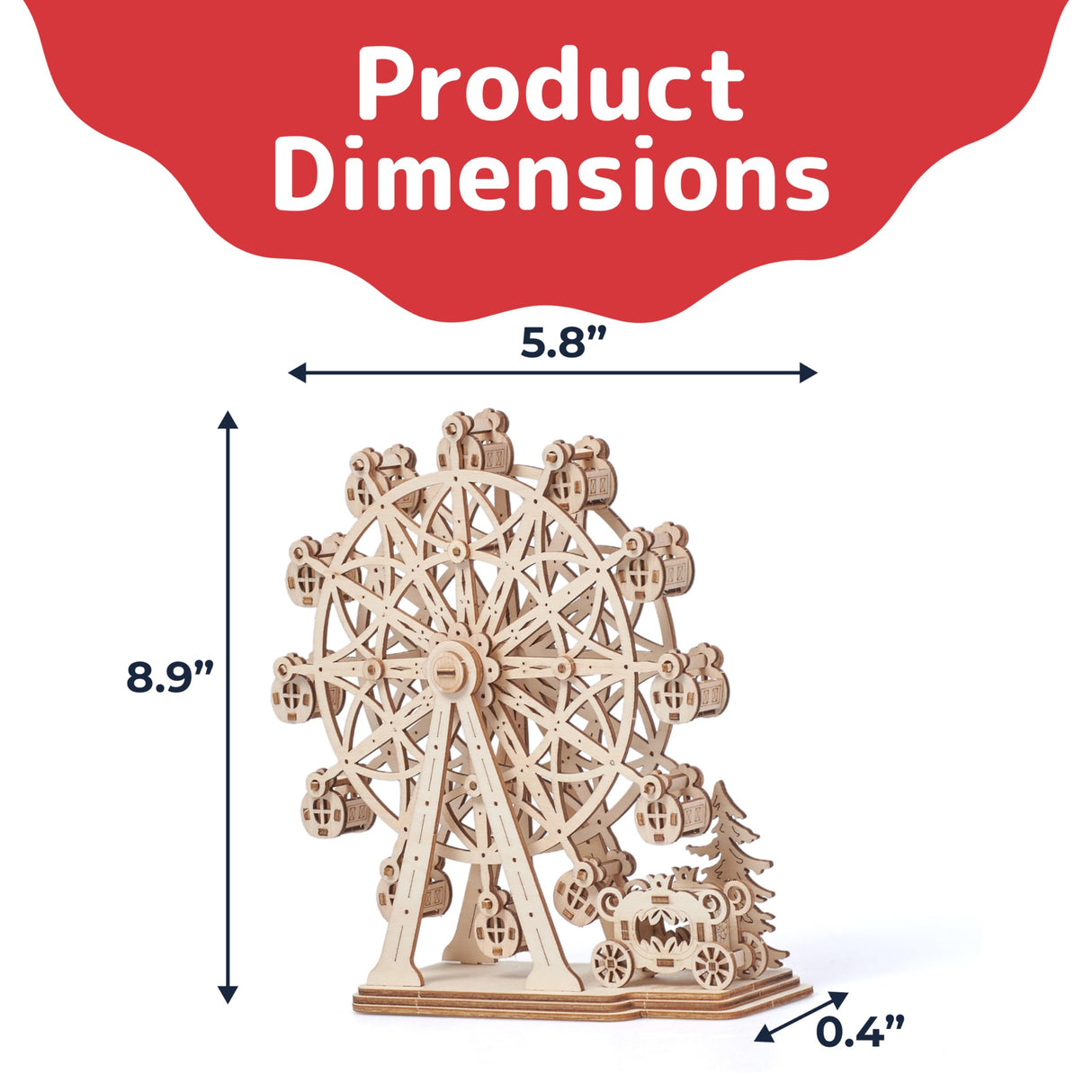 Prextex Ferris Wheel 3D Puzzle Wooden - 115 Precision Pieces Sturdy Wood - No Glue Needed for Assembly - Fun & Educational for Ages 8+ - Ideal for Hobbyists, Collectors, Decor, & Gifts PREXTEX