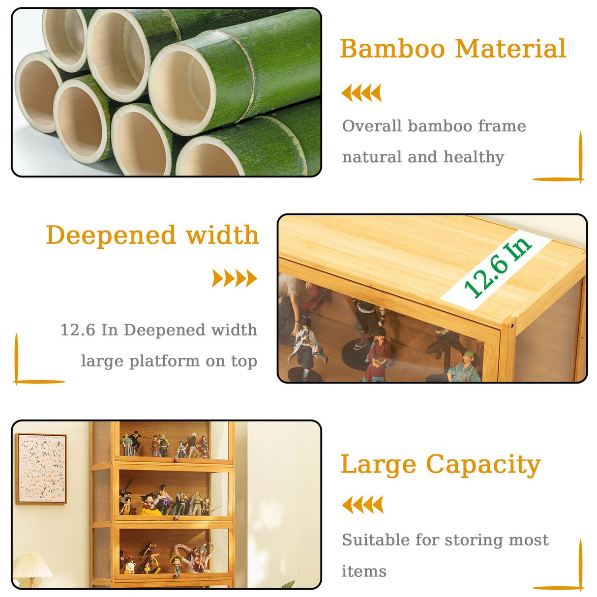 5-Tier Display Cabinet with Acrylic Doors, 67.5" Transparent Curio Display Case for Figures, Collectibles Toy Organizers Rack & Display Shelf, Kids Bookcase for Home, Office, Playroom, Living Room IHGSSKD