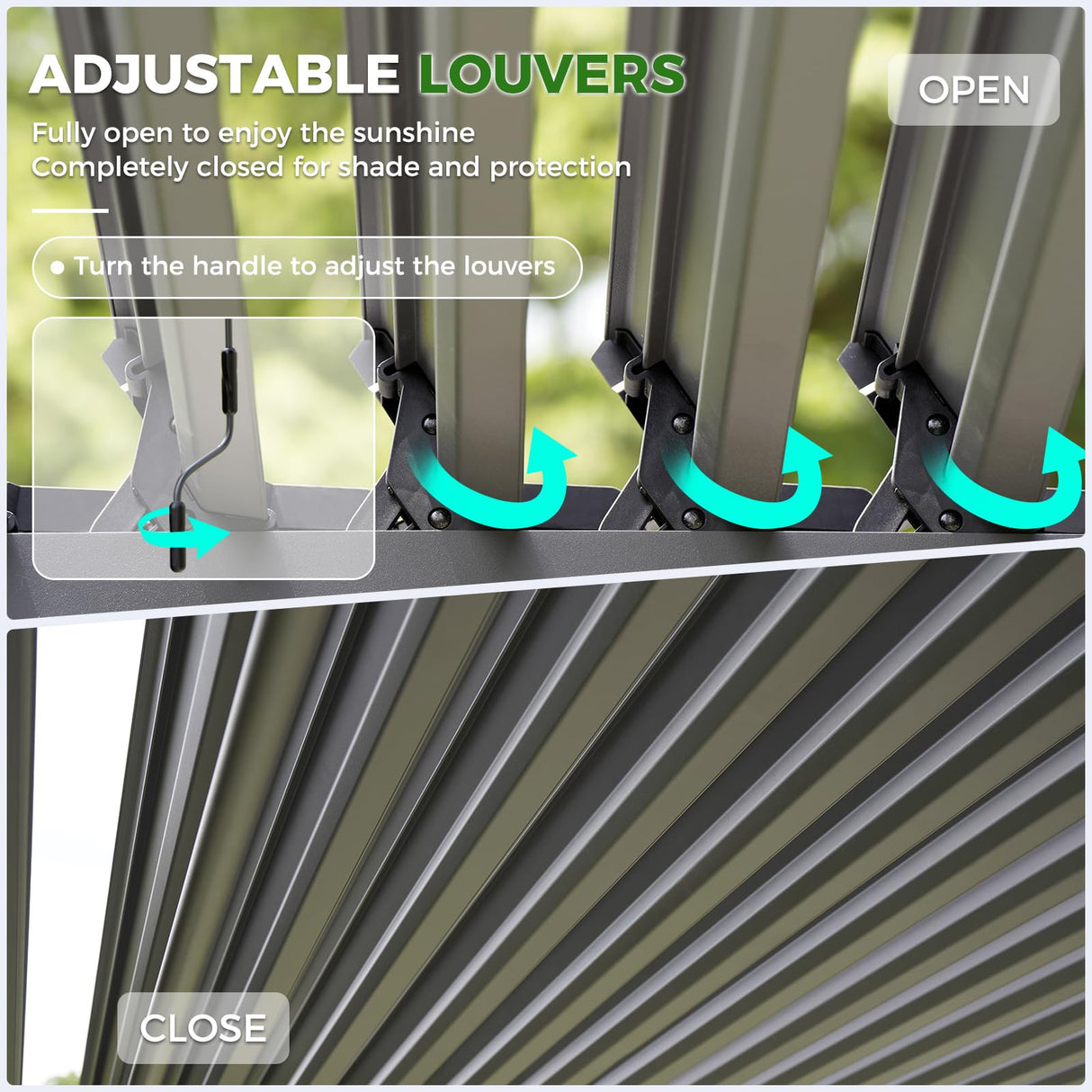 Grand Patio Outdoor 10x13 Aluminum Pergola with Adjustable Louvers and Integrated Drainage System – Outdoor Patio Canopy, Easy Assembly, Carbon Grand patio