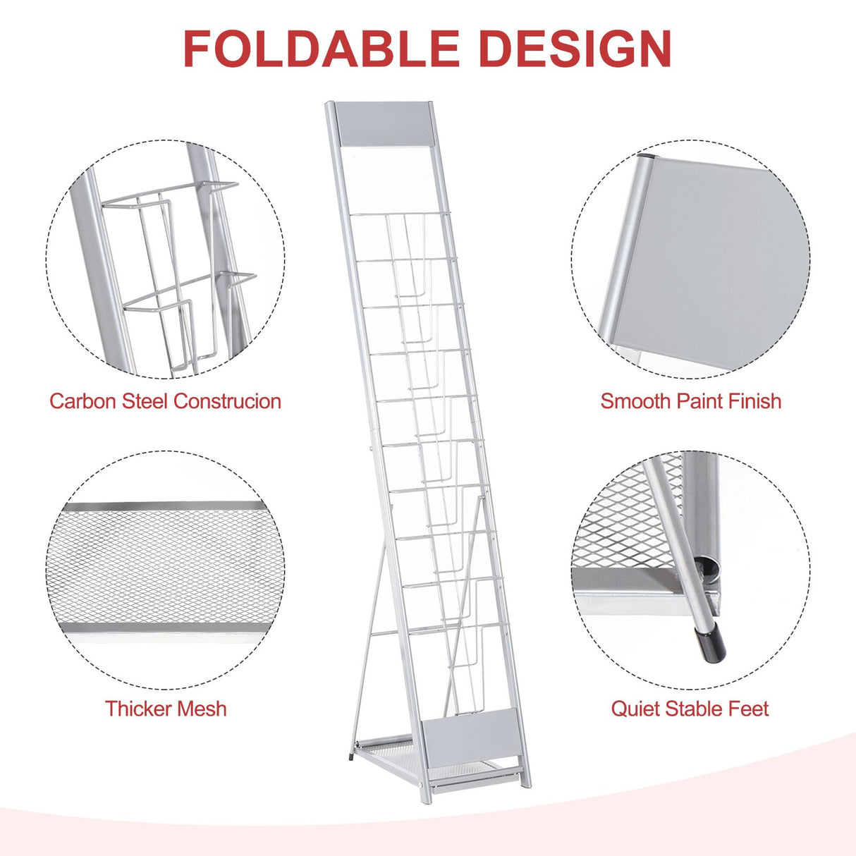 PATIKIL Detachable Magazine Display Racks Floor Standing 10 Layers Brochure Stand Catalog Literature Holder for Hotel, Exhibition, Office PATIKIL
