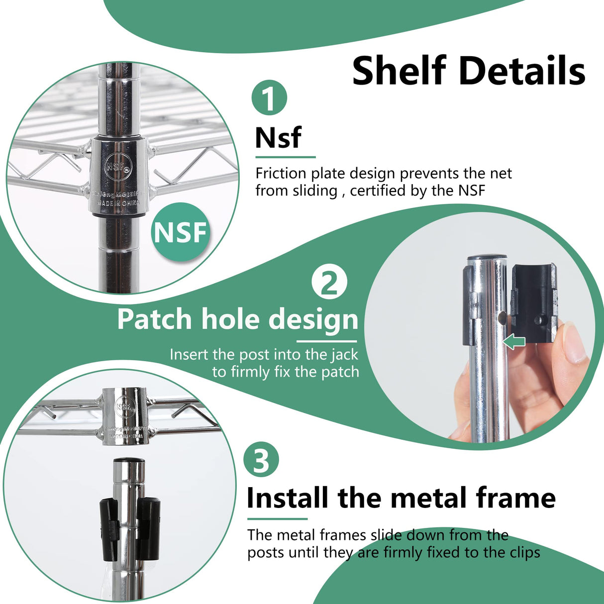 FDW 24" L×14" W×60" H Wire Shelving Unit Metal Shelf with 5 Tier Layer Rack Strong Steel for Restaurant Garage Pantry Kitchen Garage,Chrome FDW
