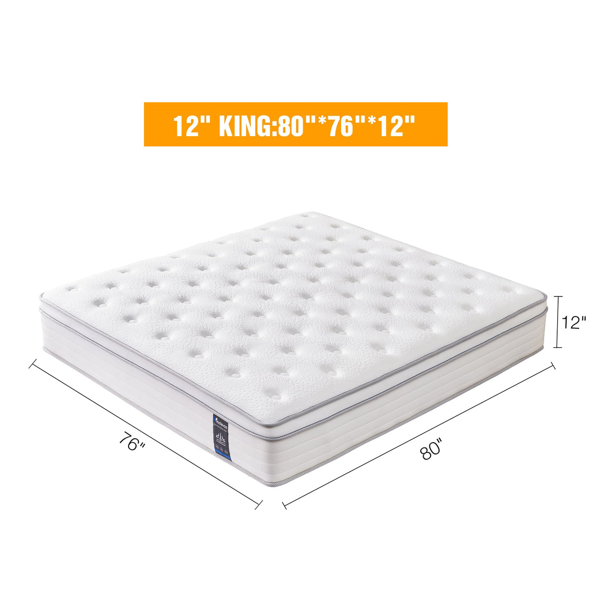 Madevos King Mattress, 12 Inch Hybrid Mattress in a Box, Memory Foam and Individual Pocket Springs, Fiberglass Free, Soft and Breathable, Medium Firm Feel Madevos