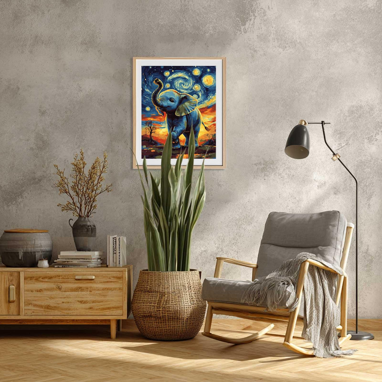 Paint by Number Animal, Elephant Paint by Numbers Kit for Adults, Starry Night Animal Painting, Little Elephant in The Twilight Poster, Home Wall Decor(16x20inch, No Frame) zouewit