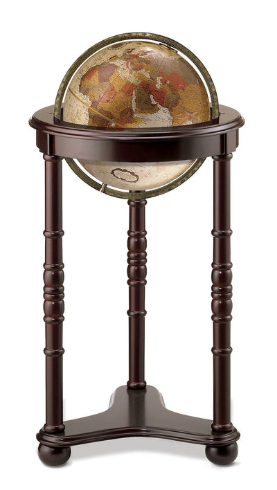 Replogle Lancaster—Bronze Metallic, Dark Cherry Wood Finish, Floor Model Globe, Perfect for Anyone Looking for a Elegant Floor Standing Globe That