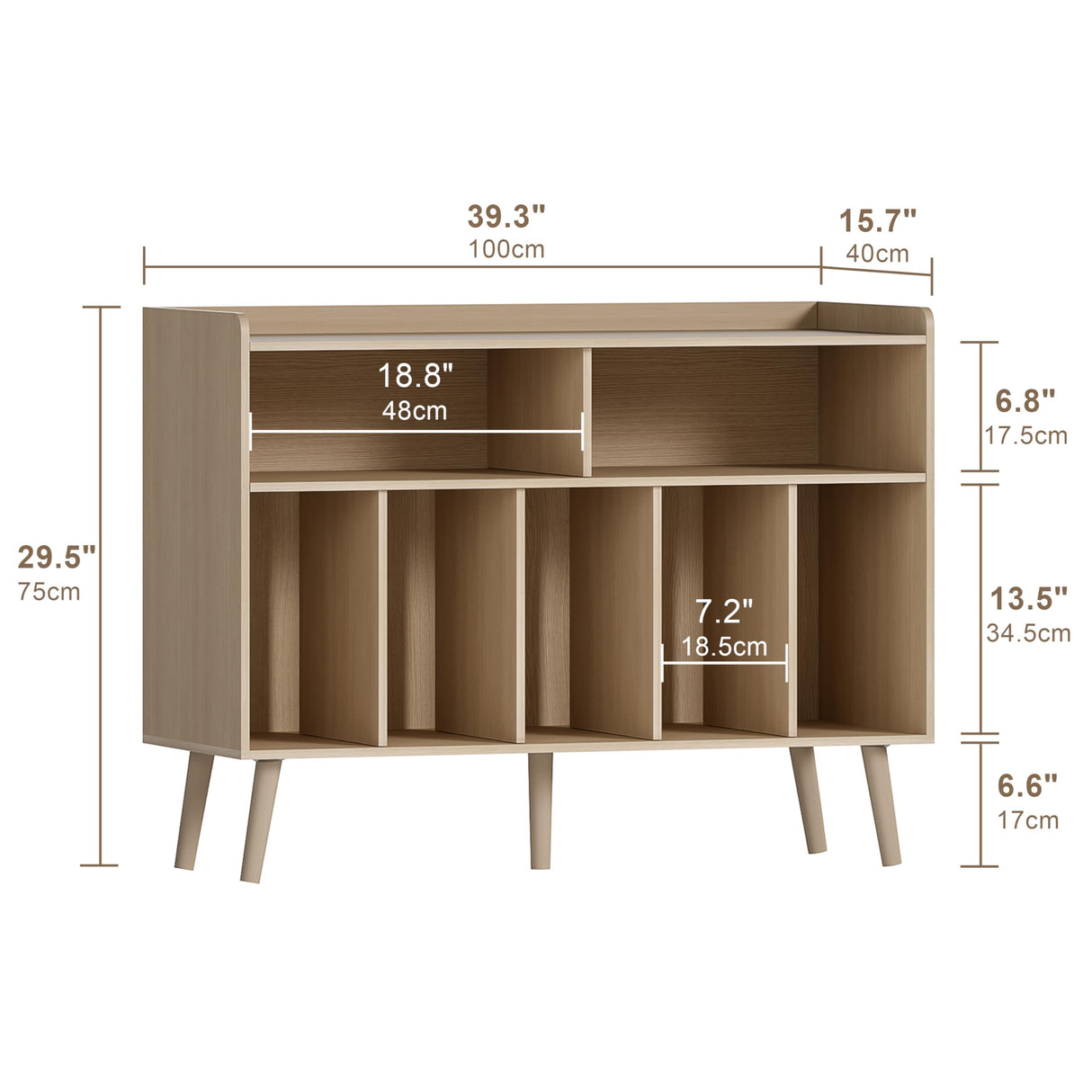ChooChoo Record Player Stand, Turntable Stand with Vinyl Storage, Record Player Cabinet Up to 350 Albums, Cube Storage Organizer for Living Room, Natural ChooChoo
