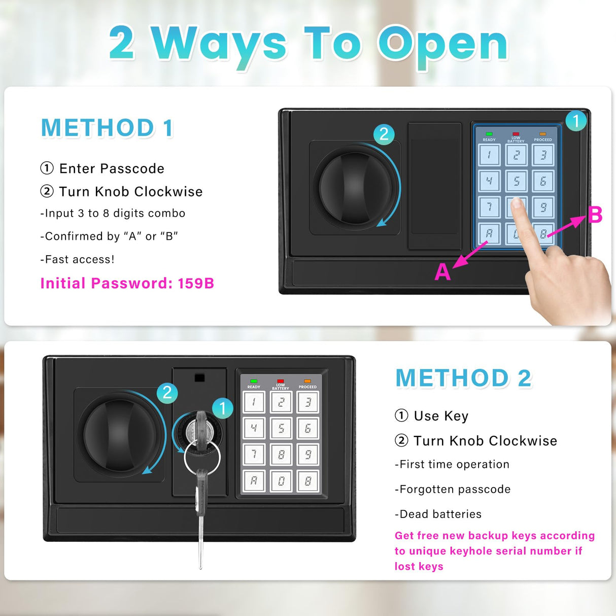 2.5 Cuft Fireproof Safe Box, Home Safe with Fireproof Waterproof Bag, Anti-Theft Digital Security Safe Box with Smart Alert System, Removable Shelf, Mute Function, Personal Safe Box for Money Jewelry FOWORE