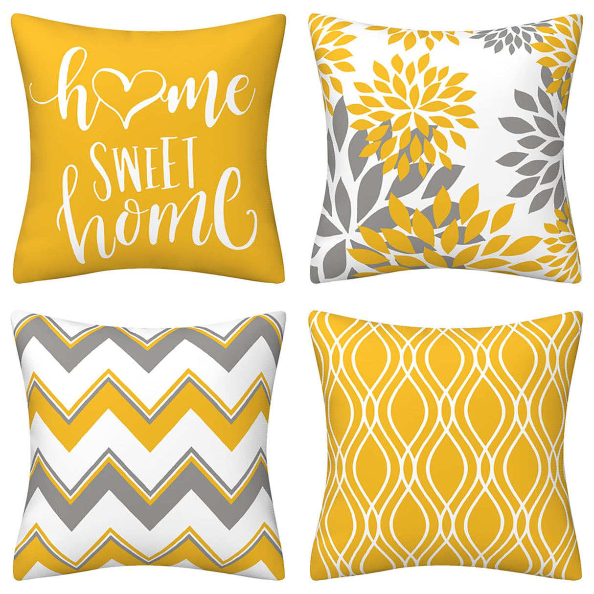 Drmstow Yellow Pillow Covers 18x18 Set of 4 Modern Decorative Geometric Outdoor Sofa Throw Pillow Cushion Covers Case for Couch Living Room Bedroom Patio Furniture Indoors Home Decor Drmstow