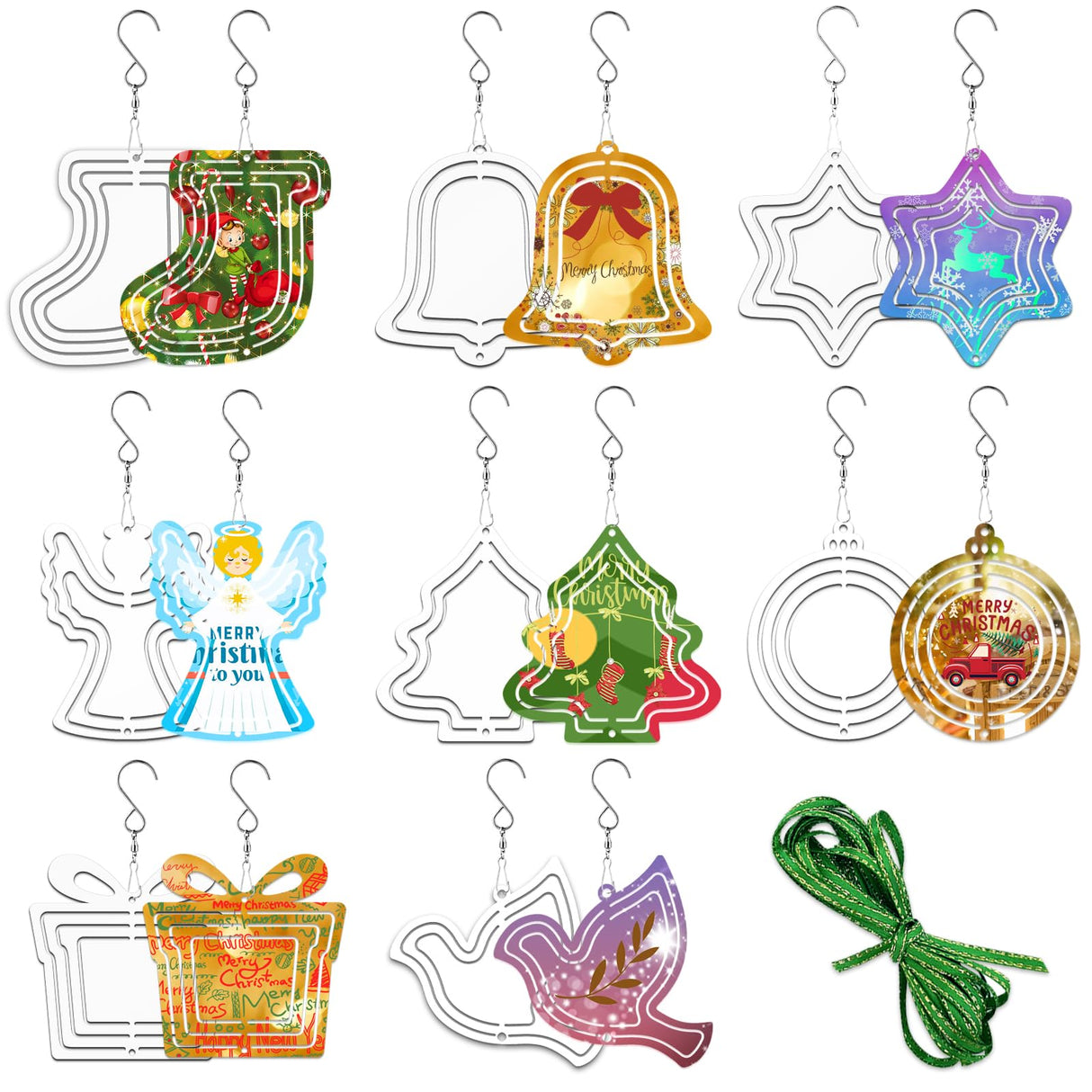 WindMage 16Packs 3inch Sublimation Wind Spinner Blanks 3D Aluminum Metal Wind Sculpture Kinetic Spinners for Yard and Garden Indoor Art Sublimation Christmas Ornament Hanging Decoration WindMage