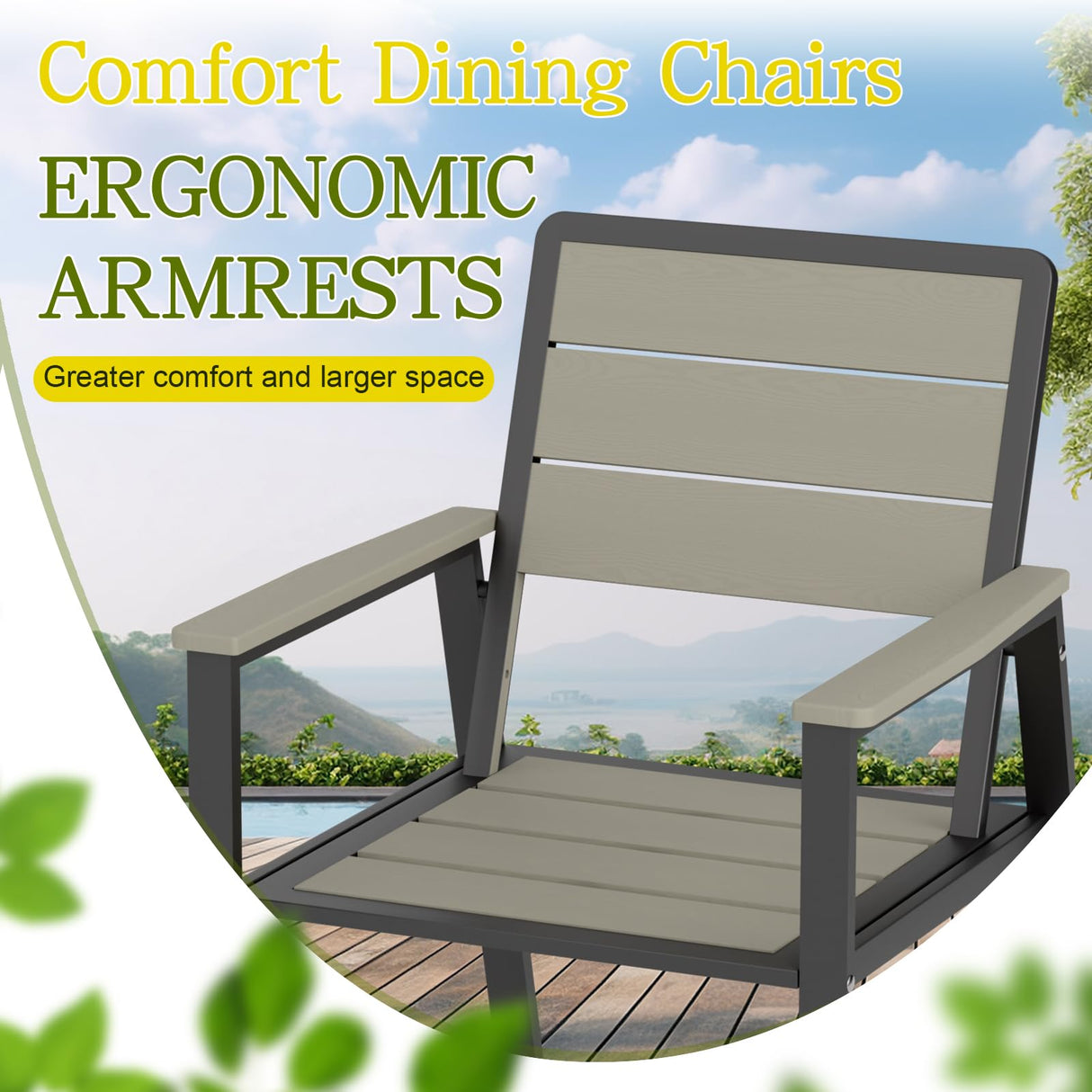 AreShark 7-Piece Patio Dining Set with 11 FT Curvy Cantilever Umbrella, HDPE Tabletop & Aluminum Frame All-Weather Outdoor Furniture for Garden, Backyard, Poolside, Gray AreShark