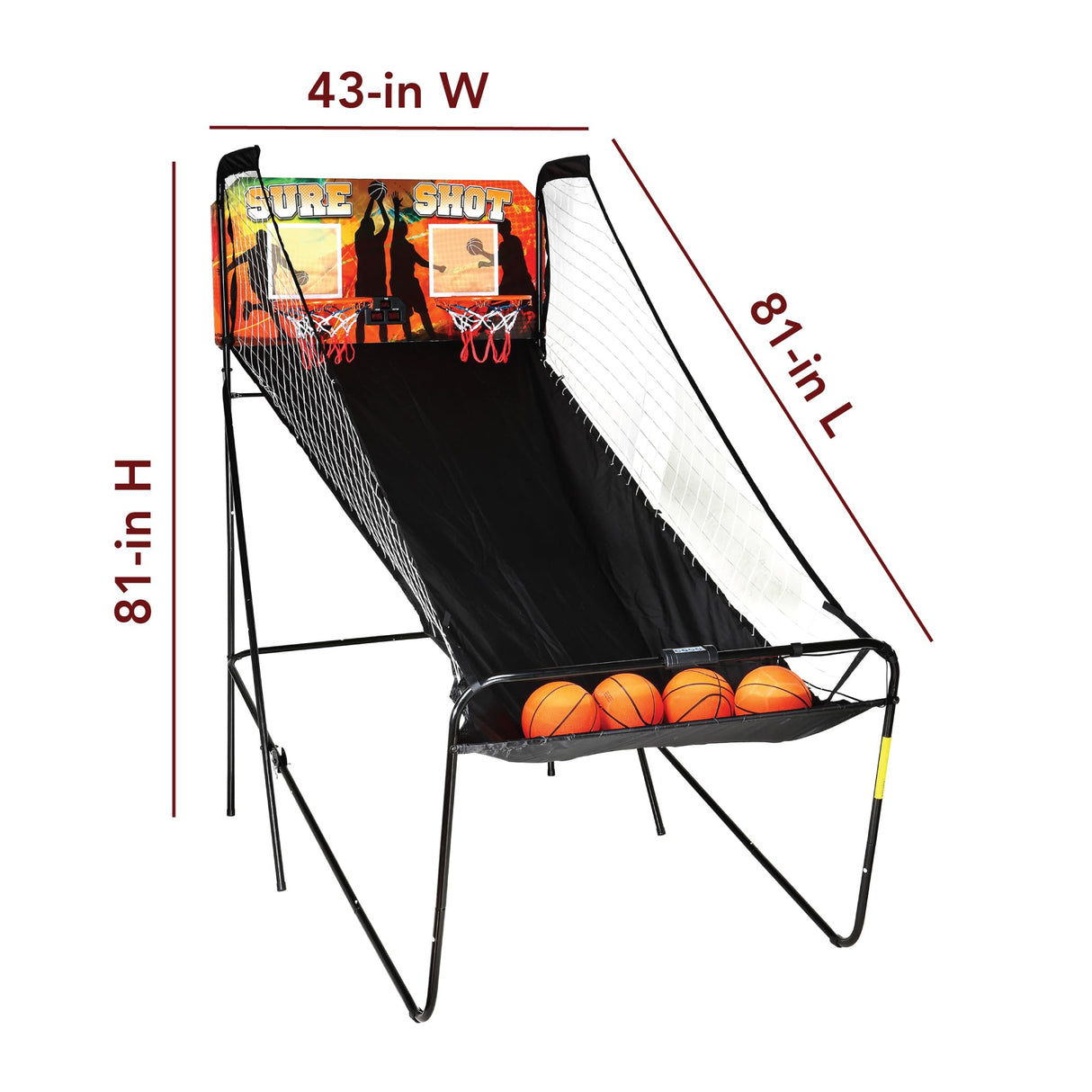Hathaway Sure Shot Dual Electronic Basketball Arcade Game with Electronic Digital Scoring and Timer, Easy Folding for Storage, 4 Balls and 2 Nets, Black/Orange Hathaway