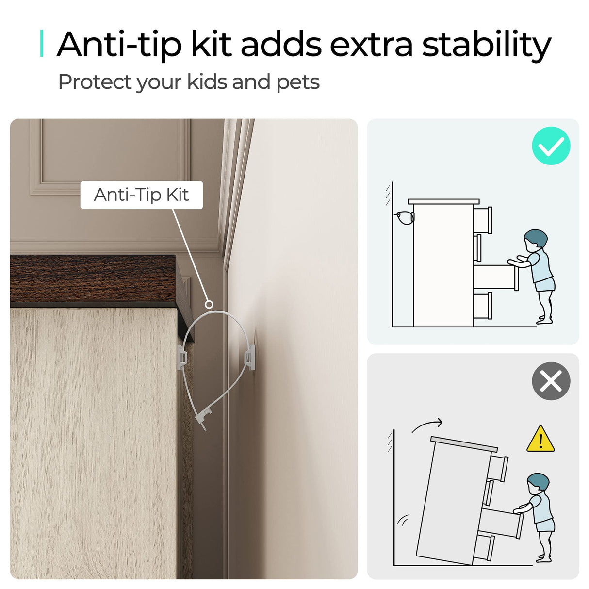 LINSY HOME 7 Drawer Double Dresser, SGS Certified Dresser for Bedroom, Farmhouse Dresser Chest with Wide Drawers, Wood Storage Chest of Drawers for Living Room LINSY HOME