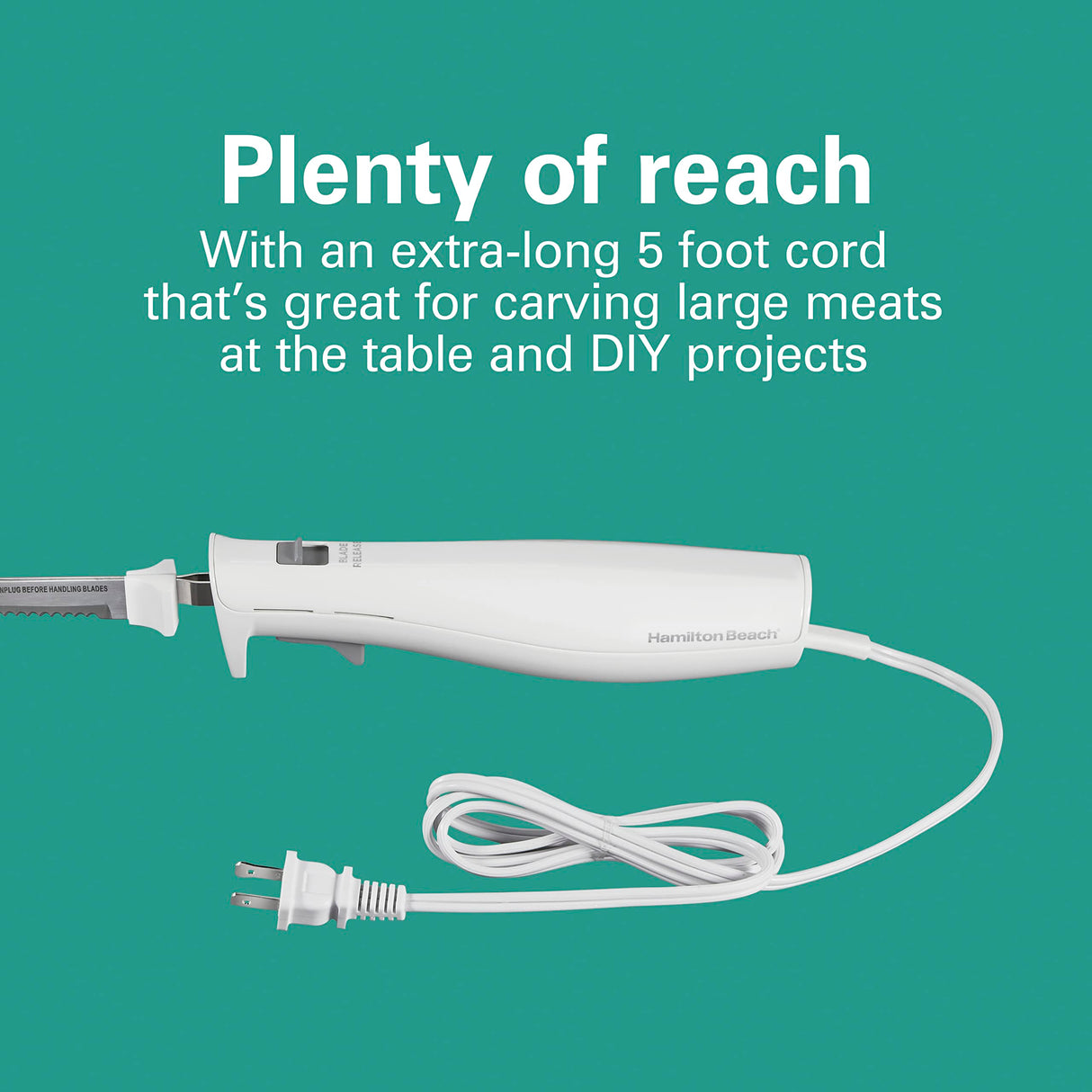 Hamilton Beach Electric Knife Set with Reciprocating Serrated Blades, Storage Case, Fork - For Carving Meats, Bread, Foam, More Hamilton Beach