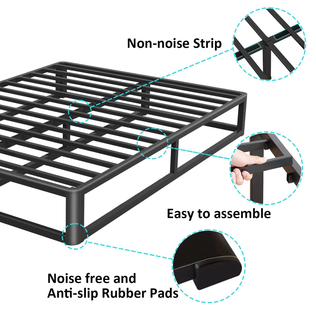 Firpeesy 10-Inch Heavy-Duty King Bed Frame with Anti-Bending Design and Noise-Free Support Firpeesy