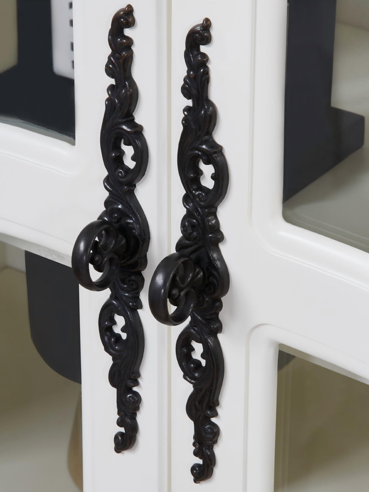 Farmhouse Arched Display Cabinet Bookcase Bookshelf with Glass Doors and Adjustable Shelves, 72" Tall 6 Tiers French Country-Inspired Wooden Curio Cabinet for Living Room, Office (Antique White) ZESTO PASSION FOR LIVE