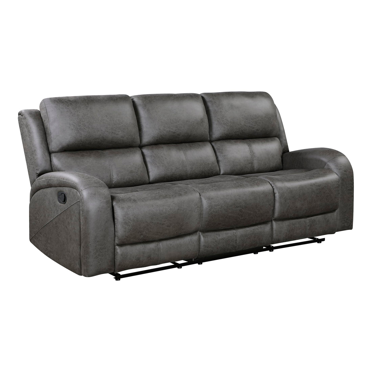 Lexicon Manual Double Reclining Sofa, Polished Microfiber Manual Wall Hugger Sofa Recliner for Living Room, Home Theater Seating, Track Arm, Stitching Cushion, Padded Foam Seat Cushion, Gray Lexicon