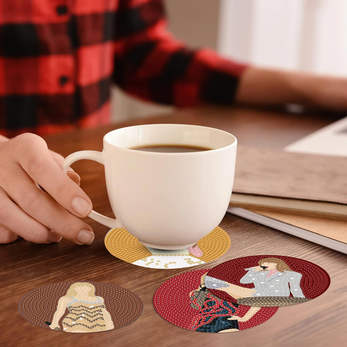 Clendo Pop Star Diamond Painting Coasters Kits for Adults, 8PCS Pop Diamond Art Coaster Kits with Holder, Small Diamond Painting Kits for Adults & Kids Art Craft Supplies, Bdwy041 Clendo