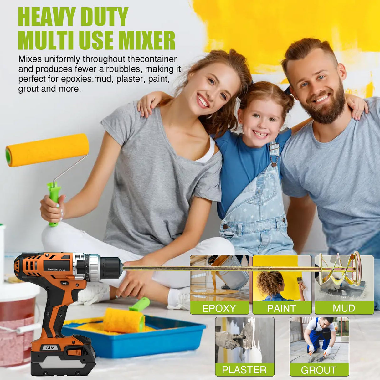 Paint Mixer for Drill - Drill Paint Mixer Works with Any Drill Bit - Rust-Proof Paint Stirrer for Drill - Paint Stirring Drill Attachment for 1-5 Gallon Bucket - Drill Mixer for Paint, Resin & Epoxy VIXAVI