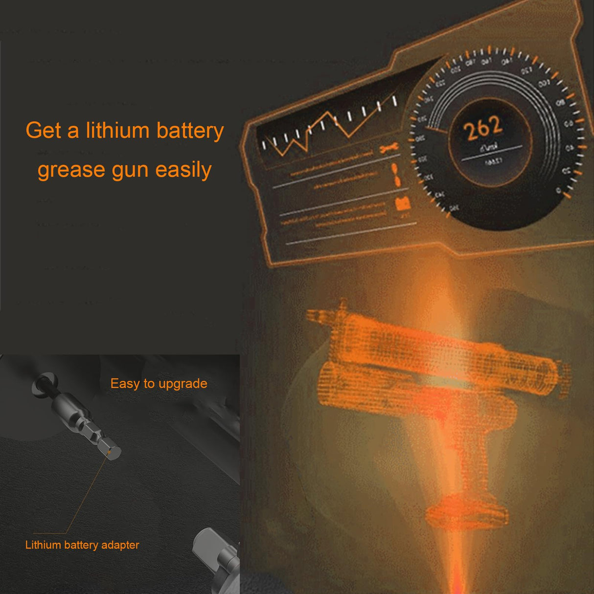 HSJYFSH Grease Gun Adapter,Convert Pneumatic Tool, Cordless Drills and Impact Drivers into Electric Grease Gun,Universal Conversion Gun Head with Grease Gun Coupler HSJYFSH