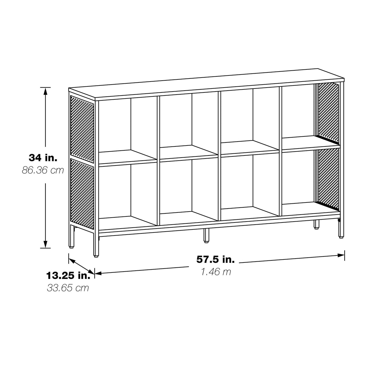 OSP Home Furnishings Ace Contemporary Modern Storage Cube Bookcase, 8 Cubes, White Finish OSP Home Furnishings