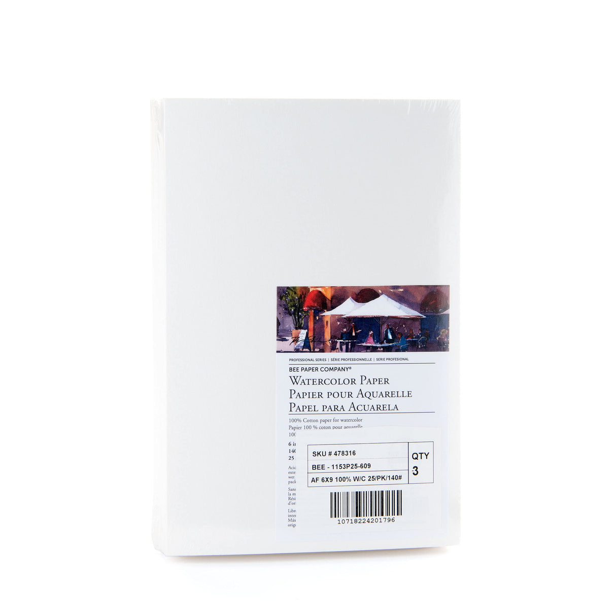 Bee Paper 6" x 9" Watercolor Paper Pack, 140lb, 50 Sheets Bee Paper Company