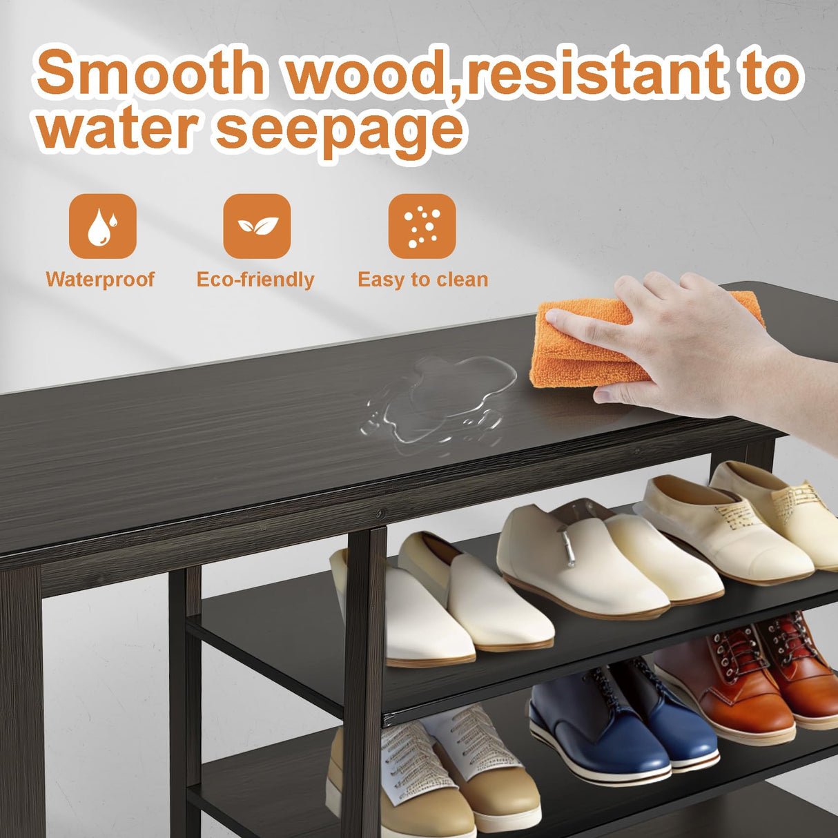 MACIFECI Shoe Rack Bench, 3 Tier Shoe Bench for Rustic Solid Wood Entryway Farmhouse Style Hallway Living Room, 39.4" MACIFECI