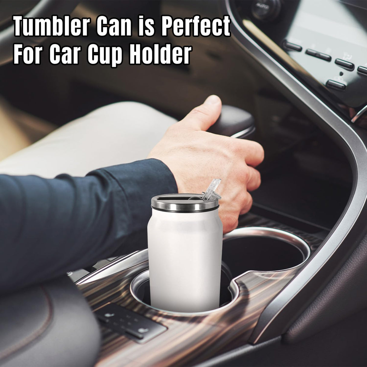 AGH 4Pack Sublimation Tumblers Blanks Cans, 12 oz Stainless Steel Sublimation Cola Tumbler Cups with Lid & Straw, Double Walled Vacuum Insulation Sublimation Car Cup (White) AGH