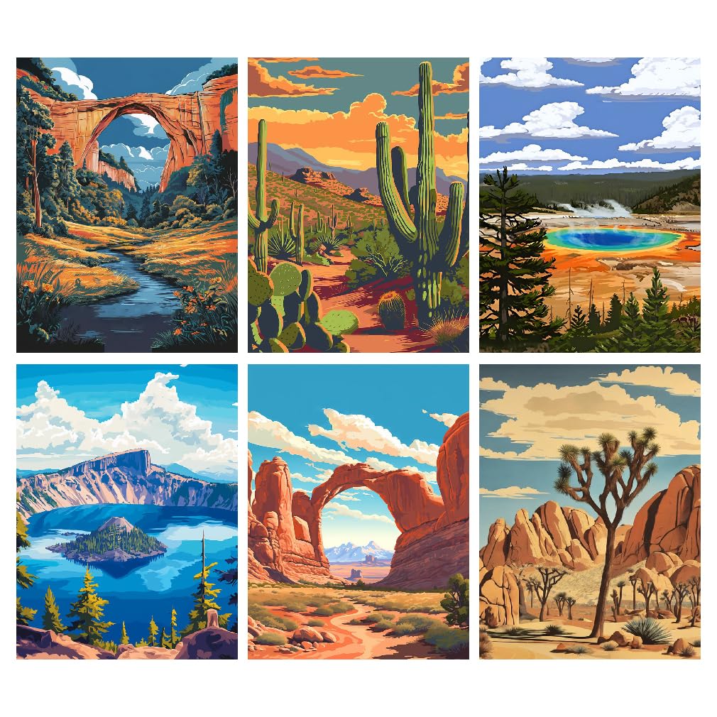 Canrichshop 6 Pack National Park Diamond Painting Kits for Adults,Lanscape Diamond Art Kits Beginner,5D Full Drill Diamond Dot,Gem Art Crafts for Adults Wall Decor 12x16inch Canrichshop