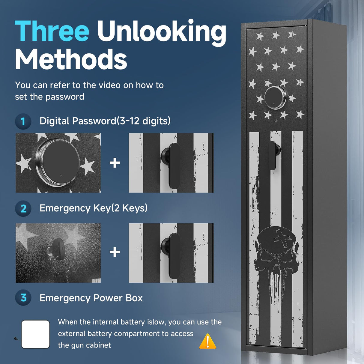 KAER 6 Rifle Gun Safe, Quick Access Large Gun Safe for Home Rifle and Pistols, Electronic Locking Heavy-Duty Gun Cabinet with Pockets and Removable Shotgun Handgun Rack & Shelf, Assembled KAER