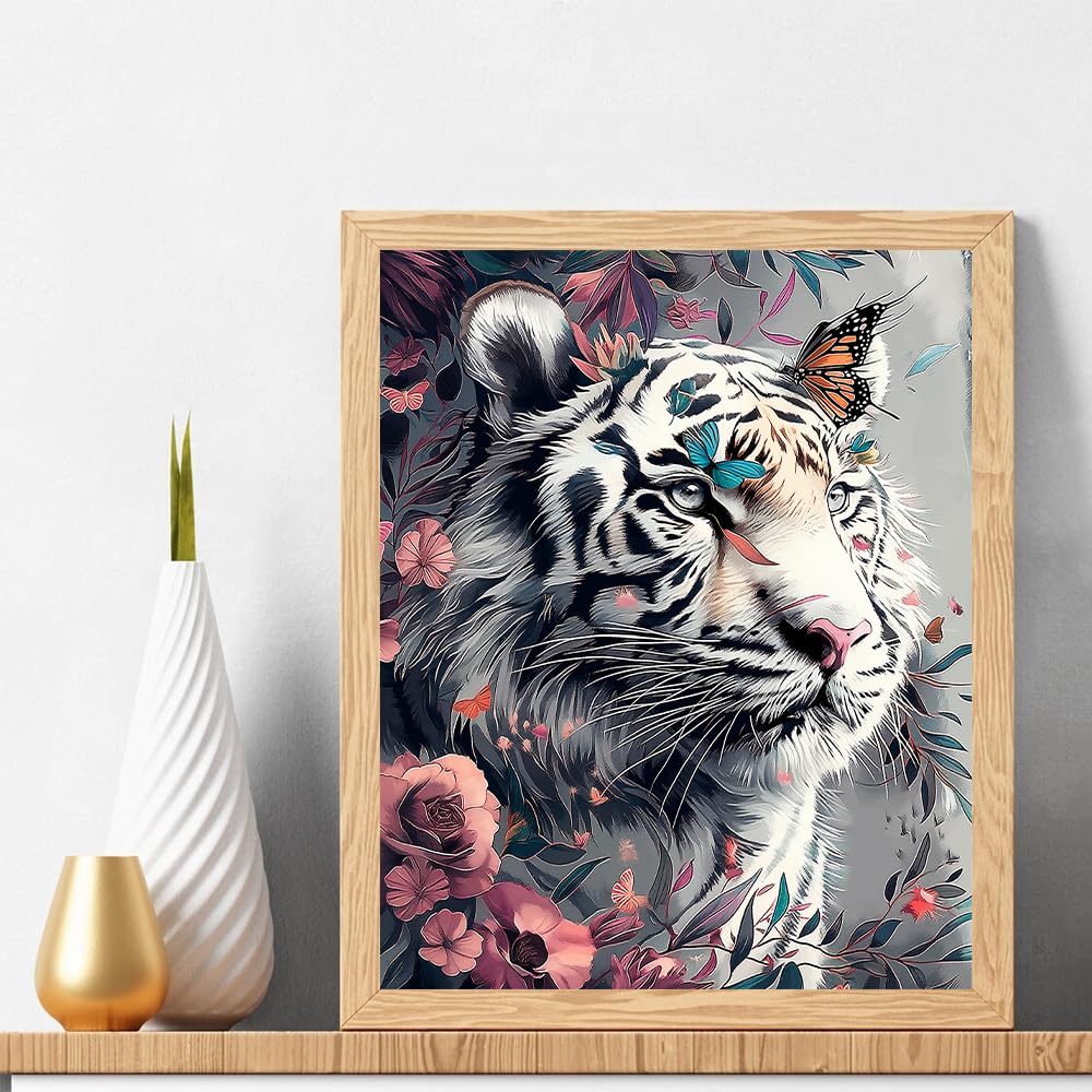 Natuyalo Paint by Numbers Kits for Adults, White Tiger Paint by Number for Adults Beginner, Animal Paint by Numbers on Canvas for Home Wall Decor 16x20 Inch Natuyalo