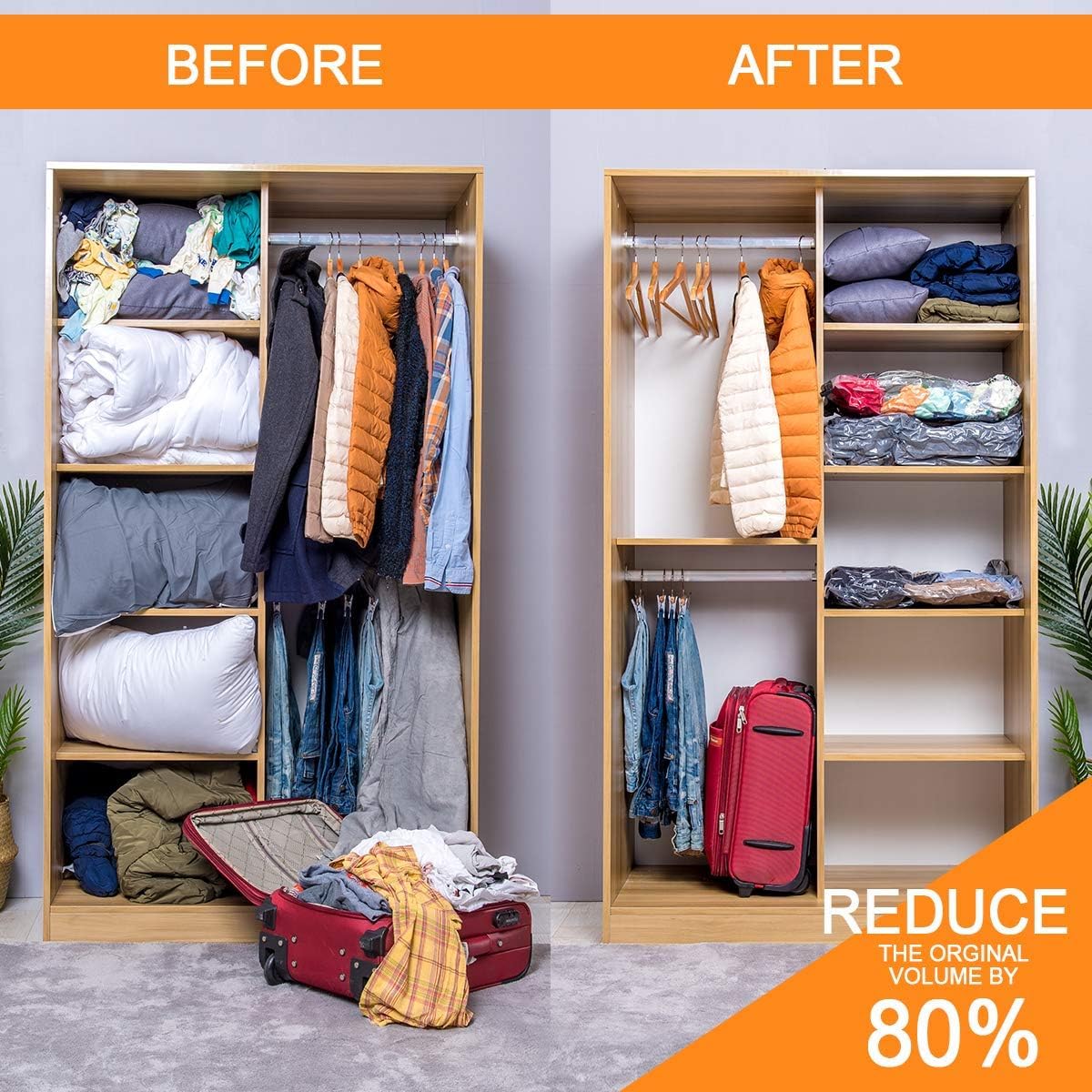 24 Pack Vacuum Storage Bags with Electric Pump, (5 Jumbo, 5 Large, 5 Medium, 5 Small, 4 Roll Up Bags) Space Saver Bag for Clothes, Mattress, Blanket, Duvets, Pillows, Comforters,Travel GONGSHI