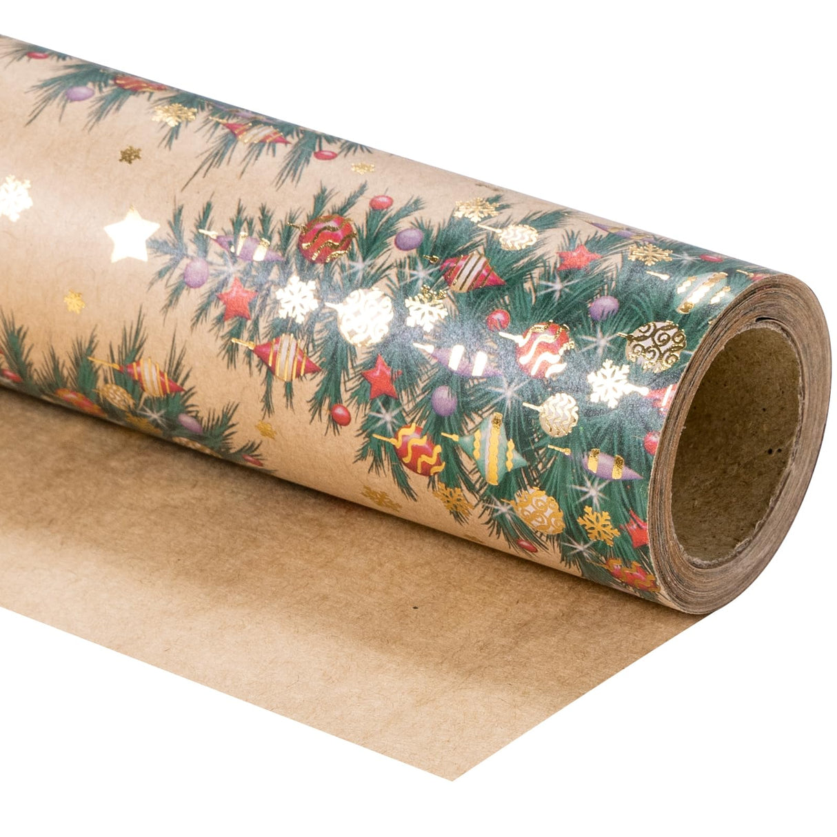RUSPEPA Christmas Wrapping Paper Roll Gift Wrap - Mini Roll - Gold Foil Christmas Tree Kraft Wrapping Paper Roll, Great for Christmas, Winter and Holidays - 17 Inches X 16.4 Feet RUSPEPA