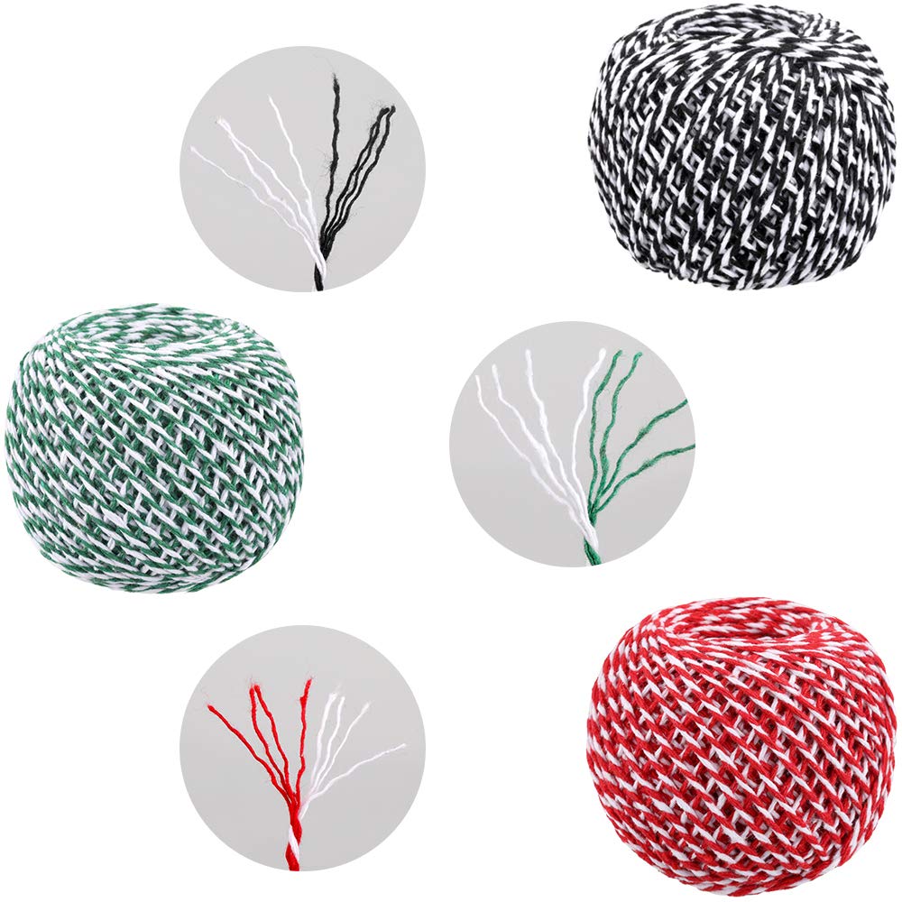 Joycraft 984ft Christmas Cotton String Balls, 2mm Cotton Bakers Rope, Durable for Arts, Craft, Gift Wrap, Meat Prep, Baking, Gardening & Butchers (3pcs x 328ft) joycraft