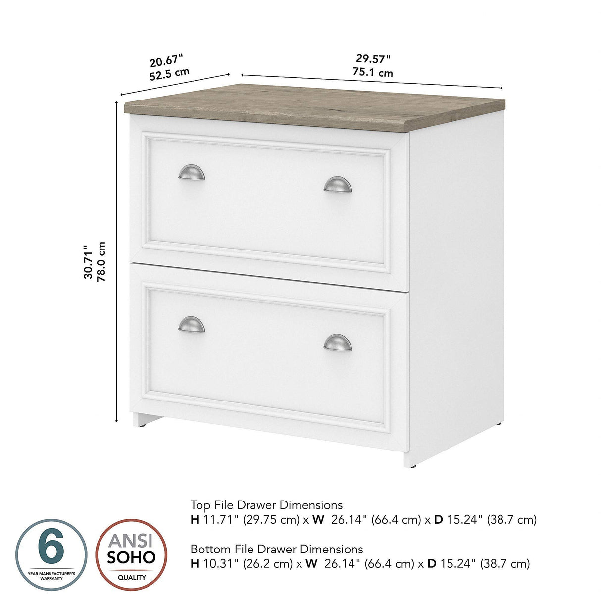 Bush WC53681-03 2-Drawer Lateral File Cabinet Ltr/Lgl Shiplap Gray/Pure White 29.57-Inch Bush Business Furniture