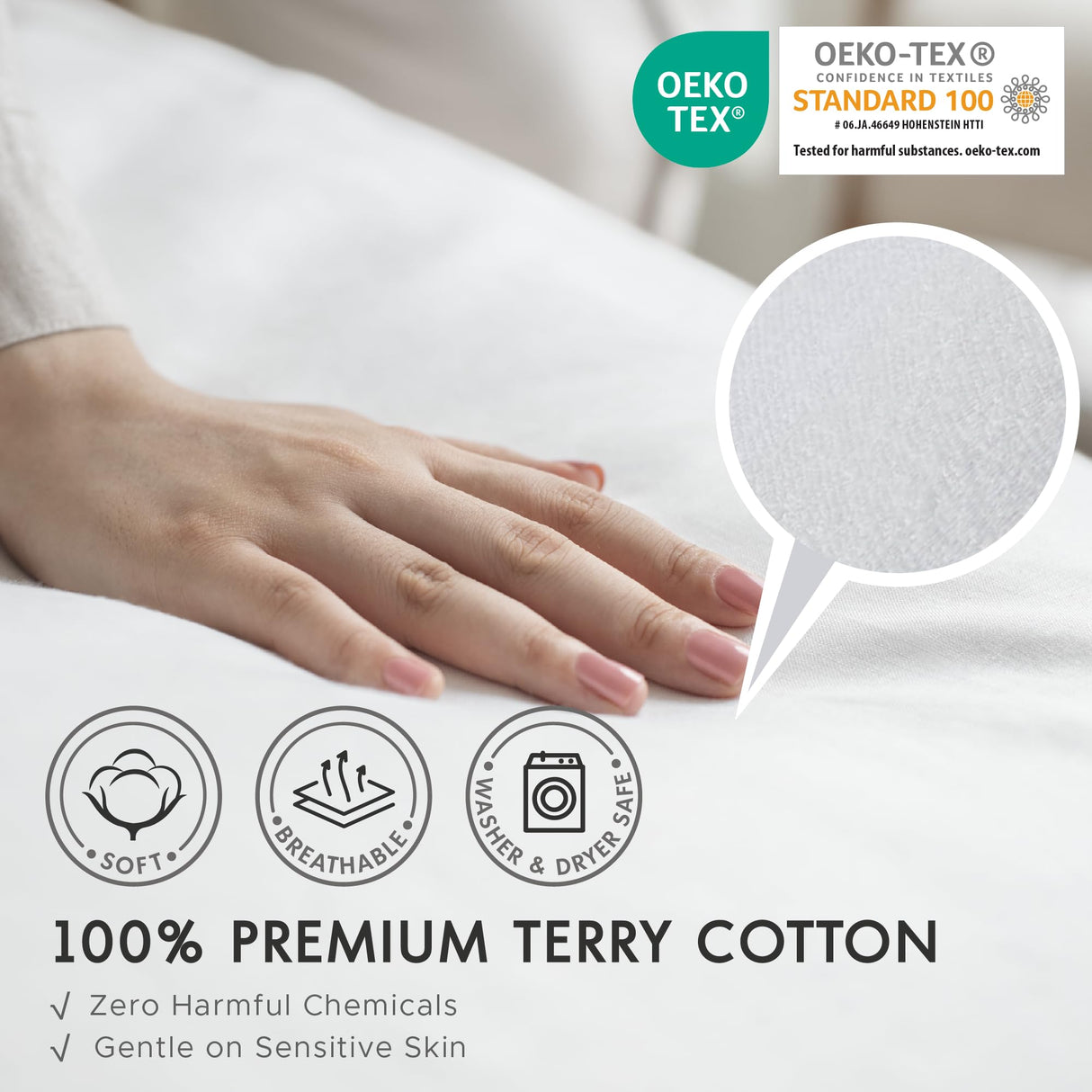 Queen Size Mattress Encasement Deep Pocket, Dustmite Protector, Cover 15-18 Inch, 3M Scotchgard Degrees of Comfort