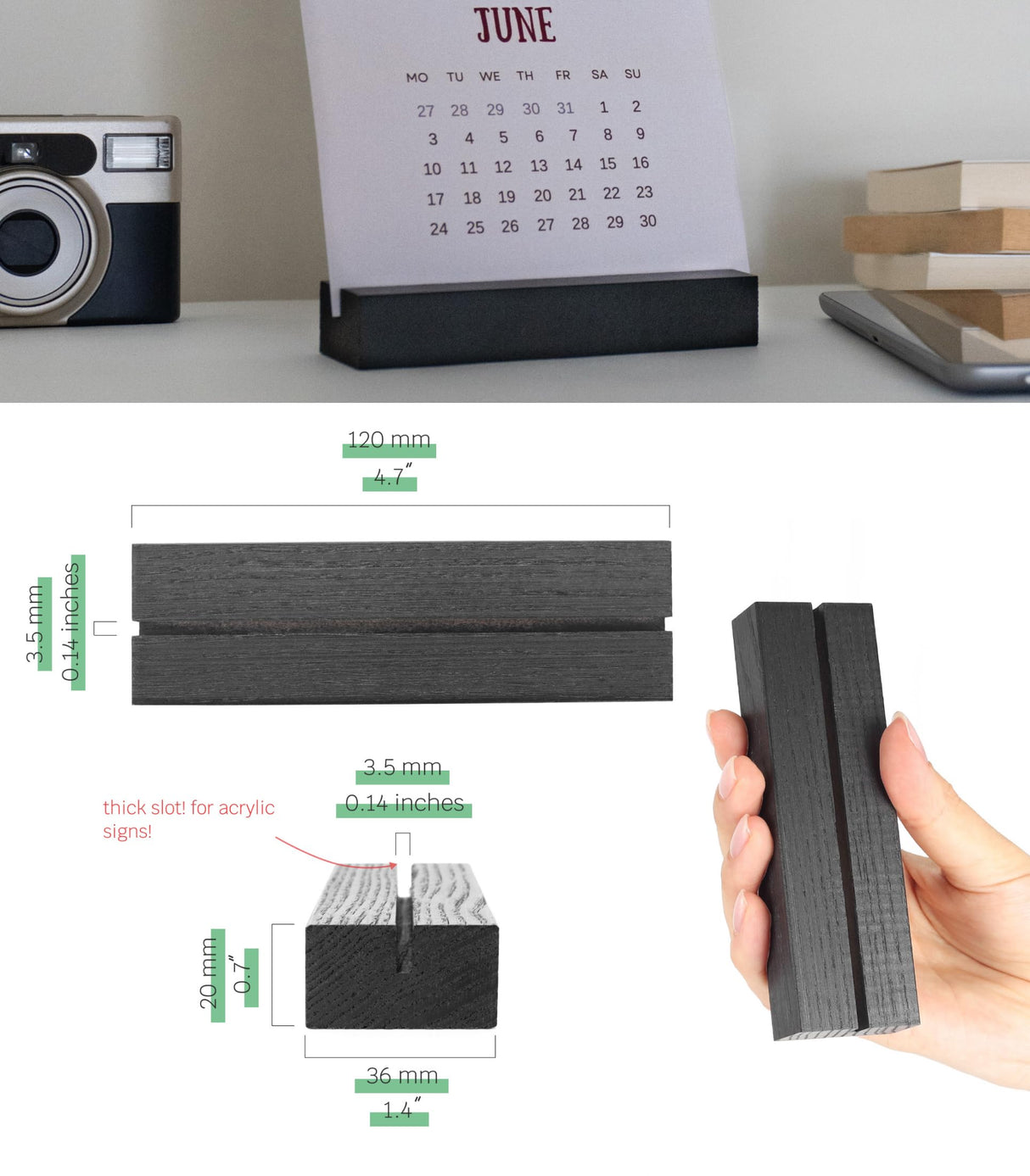 10 Pack Black Wood Place Card Holder - Events Party Tabletop Sign Holder - Table Place Cards - Table Sign Stand - Stands for Name Cards for Wedding, Party, Birthday. (Thick Slot 10pcs Black Wood) TOROS store